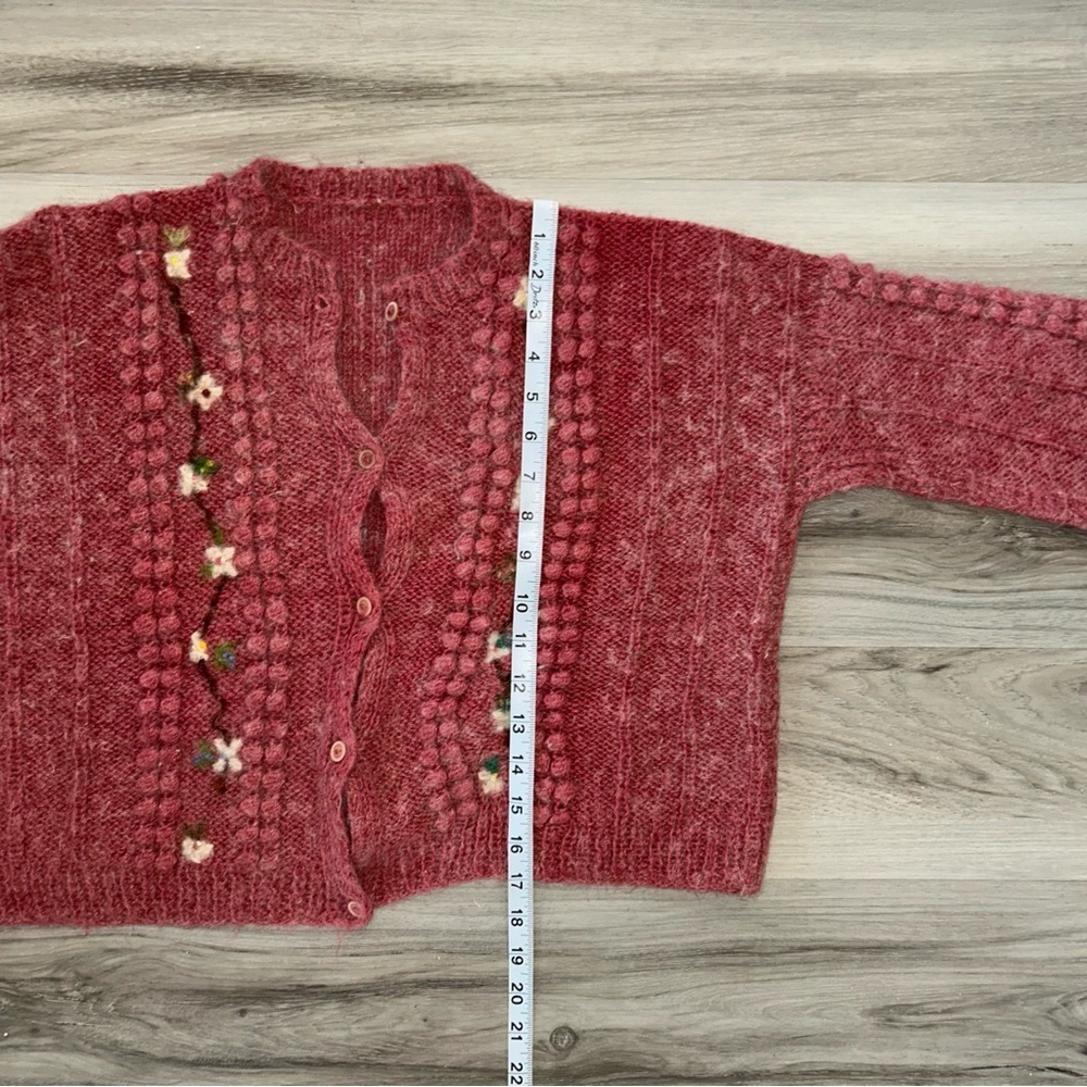 VTG WOOL blend granny core floral Knit cardigan sweater - Picture 5 of 6